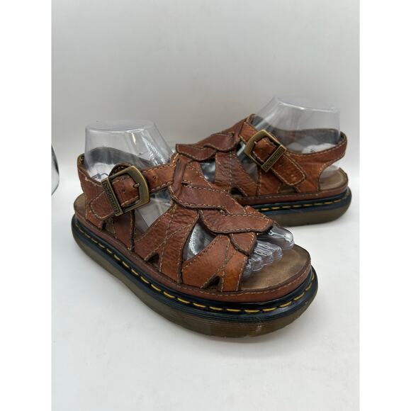 Dr. Martens VTG Y2K 90s Brown Leather Chunky Fisherman Sandals Womens US 7 - Picture 12 of 12